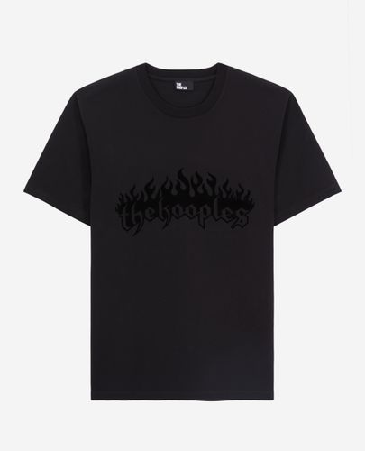 T-shirt Noir Avec Flocage Kooples On Fire En Velours - The Kooples - Modalova