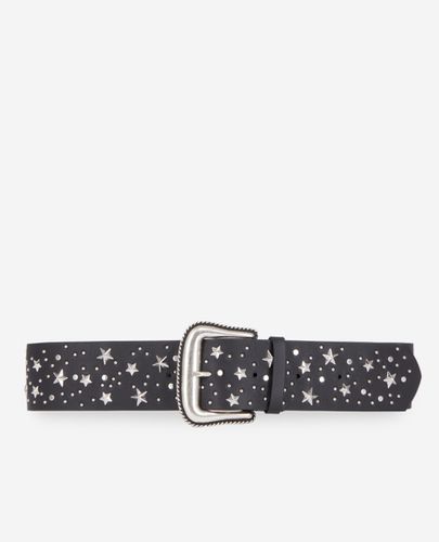 Ceinture Large En Cuir Noir Avec Étoiles - The Kooples - Modalova