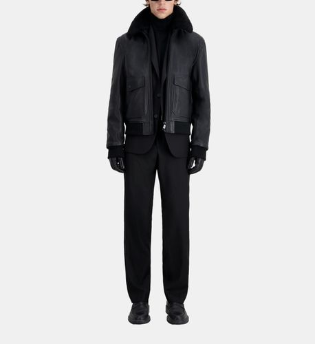 Blouson Aviateur En Cuir Noir - The Kooples - Modalova