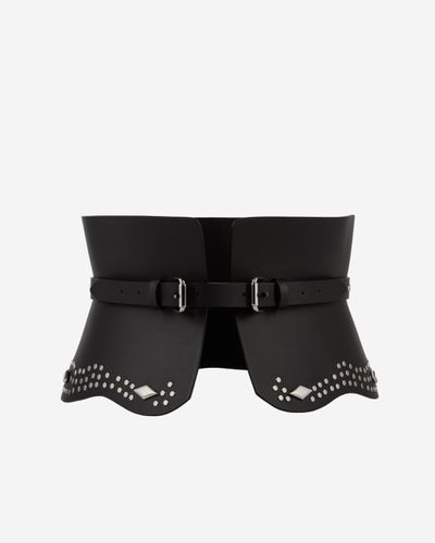 Ceinture Corset En Cuir Noir Avec Clous - The Kooples - Modalova