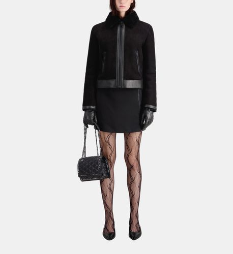 Blouson Aviateur Noir En Peau Lainée - The Kooples - Modalova