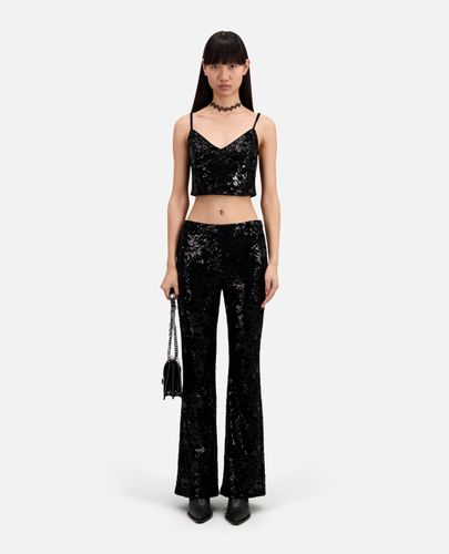 Pantalon Noir En Velours Avec Sequins - The Kooples - Modalova