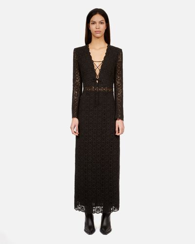 Robe Longue Noire En Guipure - The Kooples - Modalova