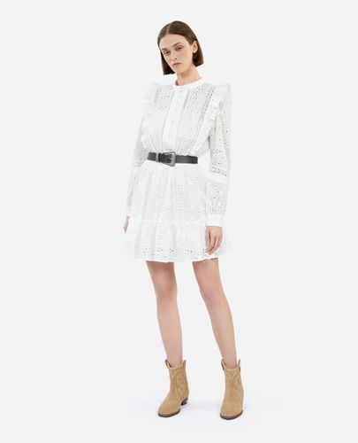 Robe Courte Blanche En Broderie Anglaise - The Kooples - Modalova