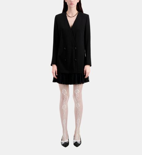 Robe Courte Noire Effet Tailleur En Crêpe Et Dentelle - The Kooples - Modalova