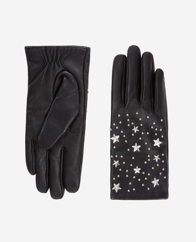 Gants En Cuir Noir Avec Étoiles - The Kooples - Modalova