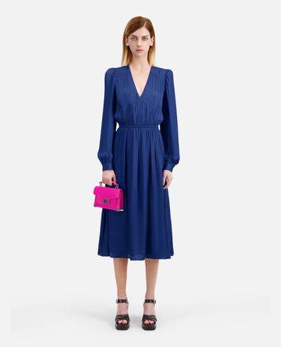 Robe Longue Bleue Avec Plissage - The Kooples - Modalova