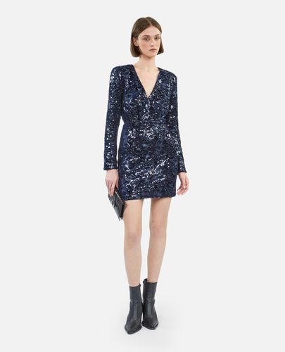 Robe Courte Bleu Marine En Velours Avec Sequins - The Kooples - Modalova