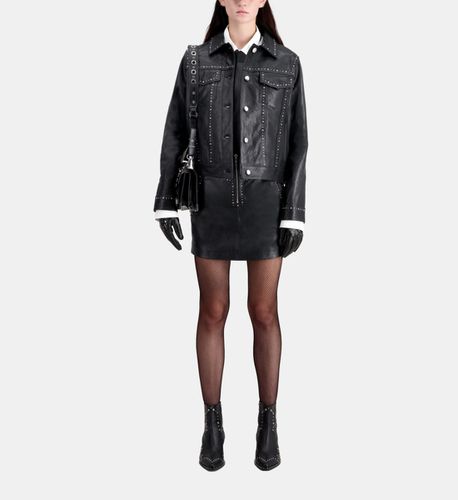 Veste En Cuir Noir Avec Clous - The Kooples - Modalova