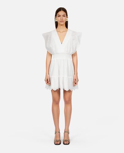 Robe Courte Blanche En Broderie Anglaise - The Kooples - Modalova