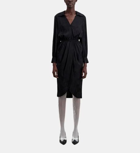 Robe Noire Mi-longue À Fleurs - The Kooples - Modalova