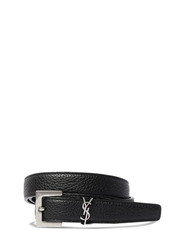 Ceinture En Cuir Texturé Ysl 2 Cm - SAINT LAURENT - Modalova