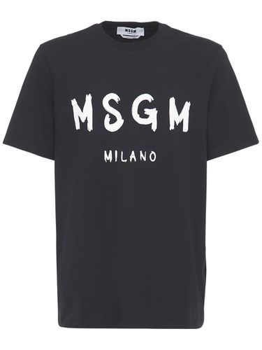 T-shirt En Jersey De Coton Imprimé Logo - MSGM - Modalova