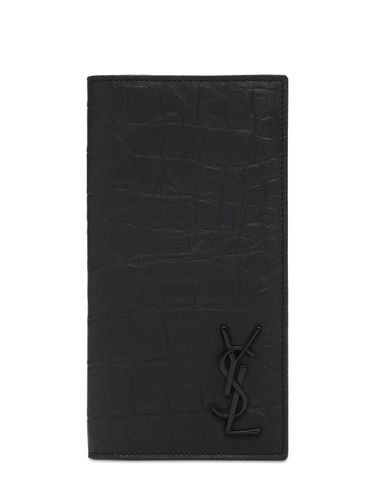 Portefeuille À Monogramme Embossé - SAINT LAURENT - Modalova