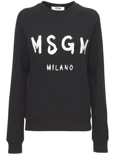 Sweat-shirt En Coton Imprimé Logo - MSGM - Modalova