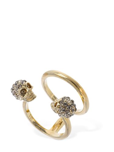 Bague À Double Tête De Mort - ALEXANDER MCQUEEN - Modalova