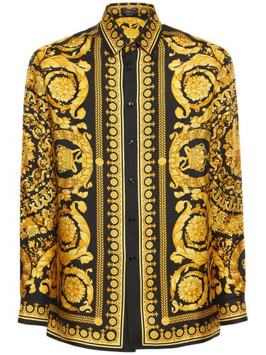 Chemise En Sergé De Soie Imprimé Barocco - VERSACE - Modalova