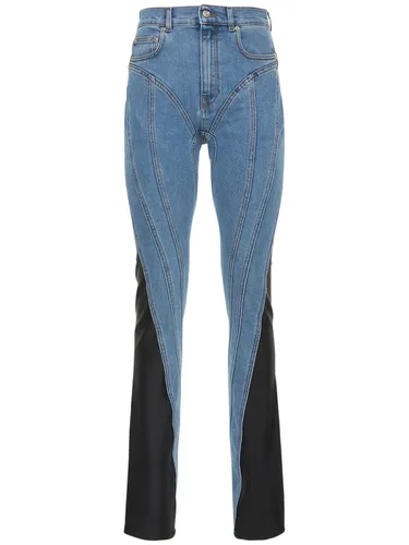 Jean Skinny En Jersey Et Denim - MUGLER - Modalova