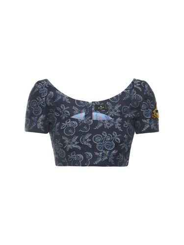 Crop Top En Denim Brodé - ETRO - Modalova