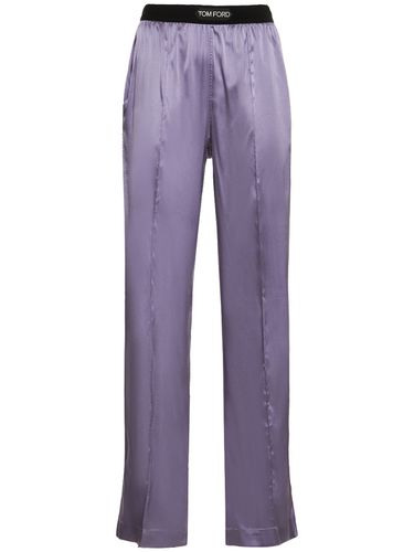 Pantalon De Pyjama En Satin De Soie À Logo - TOM FORD - Modalova