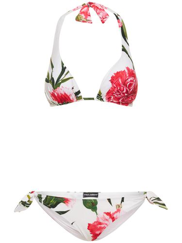 Bikini En Jersey Imprimé Carnation - DOLCE & GABBANA - Modalova