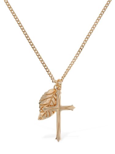 Collier À Pendentif Feuille Et Croix - EMANUELE BICOCCHI - Modalova