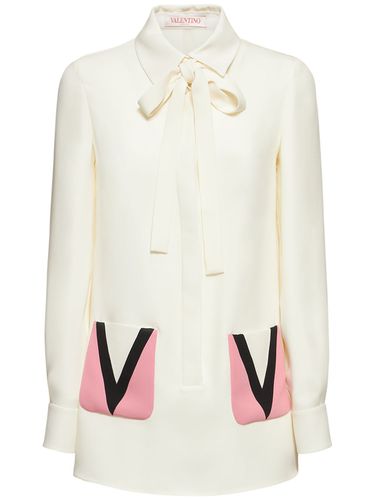 Robe Courte En Cady De Soie Avec Poches À Logo - VALENTINO - Modalova