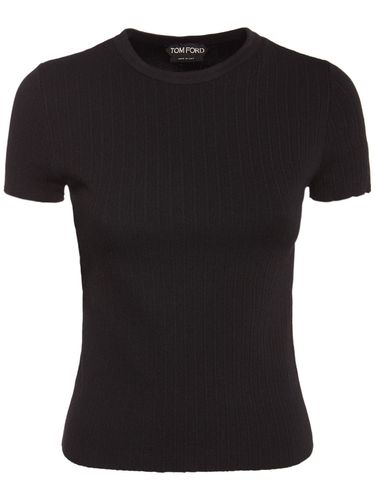 T-shirt En Maille Côtelée De Soie Mélangée Fine - TOM FORD - Modalova