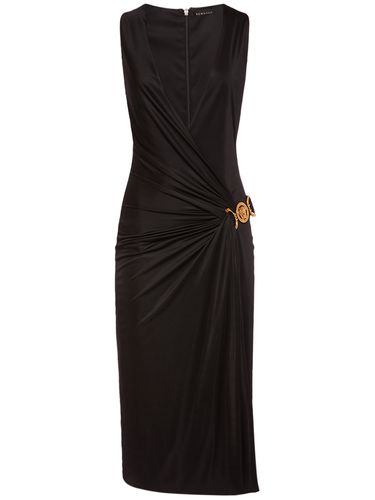 Robe Midi En Jersey De Viscose Drapée - VERSACE - Modalova