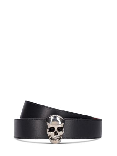 Ceinture Réversible En Cuir Détail Tête De Mort 3d - ALEXANDER MCQUEEN - Modalova