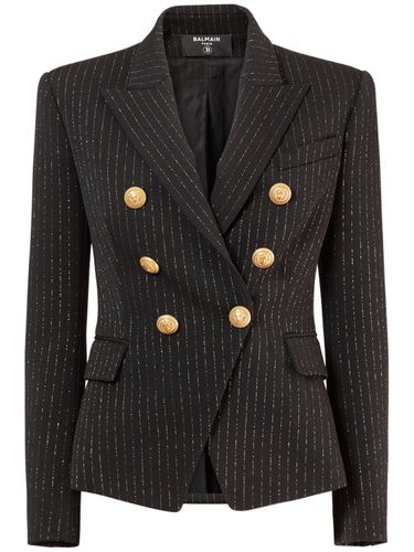 Blazer En Lurex De Laine À Fines Rayures - BALMAIN - Modalova