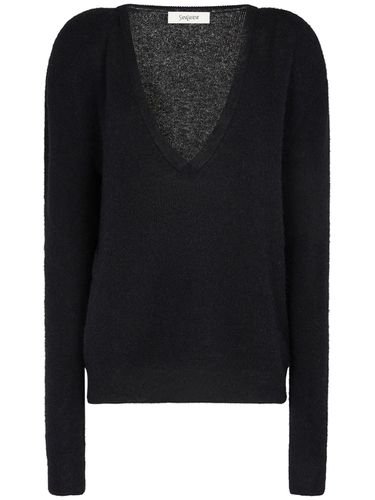 Pull-over En Laine Mélangée À Col En V - SAINT LAURENT - Modalova