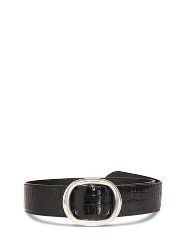 Ceinture En Cuir Embossé Croco Ovale - SAINT LAURENT - Modalova