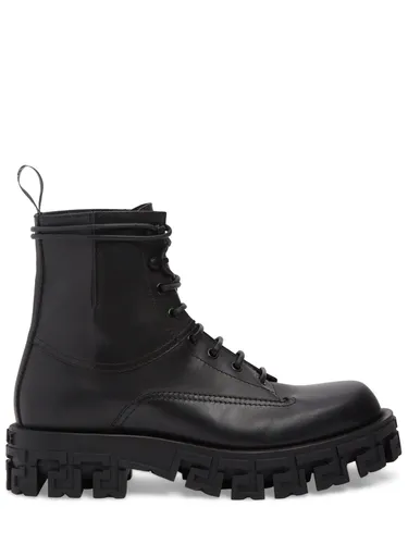 Bottes Combat En Cuir - VERSACE - Modalova