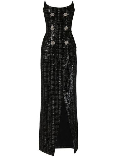 Robe Bustier Longue En Tweed Pailleté - BALMAIN - Modalova