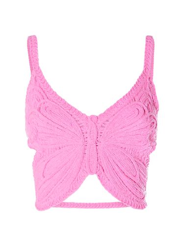 Crop Top En Maille De Coton Mélangé - BLUMARINE - Modalova