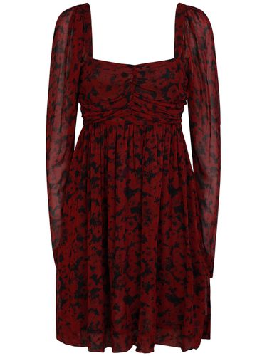 Robe Courte En Viscose De Georgette Imprimée - GANNI - Modalova