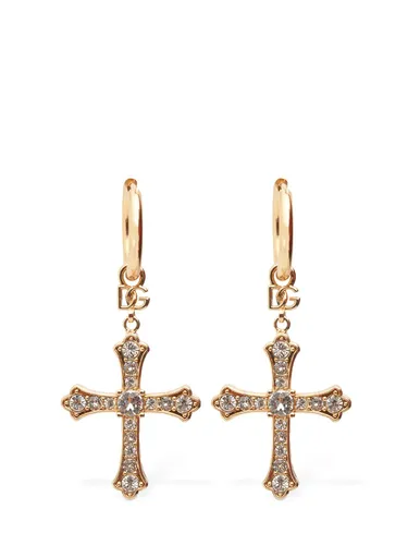 Pendants D'oreilles Croix Avec Cristaux Dg Dna - DOLCE & GABBANA - Modalova