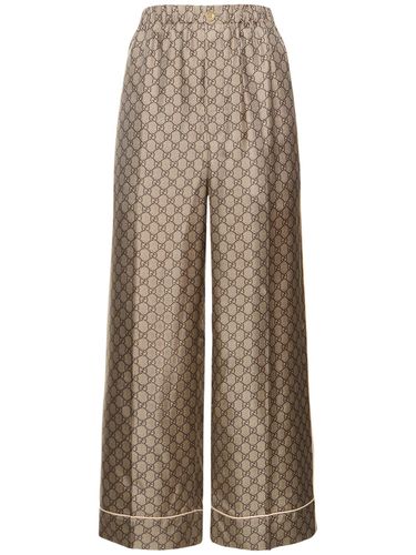 Pantalon Ample En Sergé De Soie Gg Supreme - GUCCI - Modalova