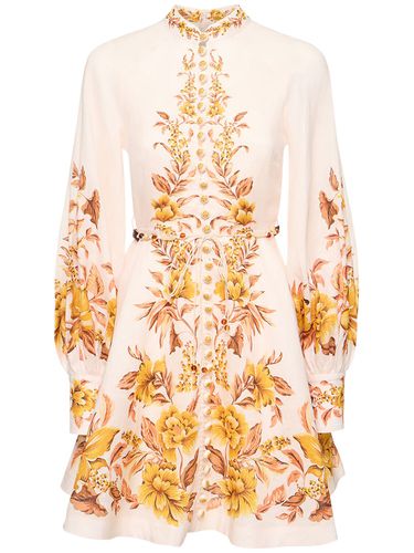 Robe Courte Boutonnée En Lin Imprimé Vacay - ZIMMERMANN - Modalova