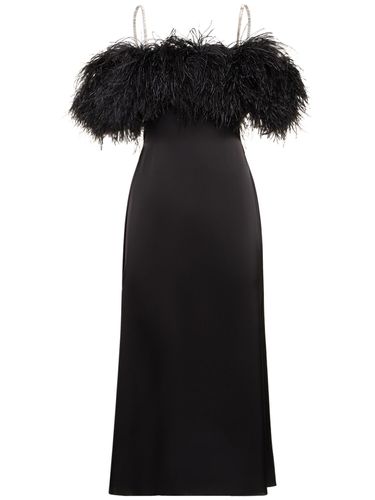 Robe Midi En Satin Et Plumes - DAVID KOMA - Modalova