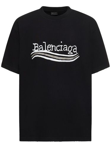 T-shirt En Coton À Logo Political - BALENCIAGA - Modalova