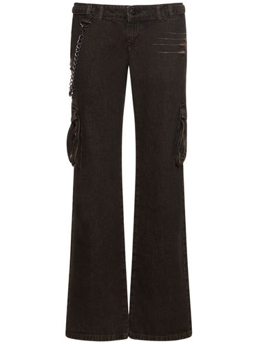 Pantalon En Denim De Coton Taille Basse Elias - MIAOU - Modalova