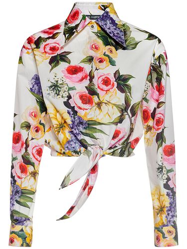 Chemise Courte En Popeline De Coton Imprimé Fleurs - DOLCE & GABBANA - Modalova