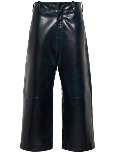 Pantalon Culotte Large En Cuir Lisse - BOTTEGA VENETA - Modalova