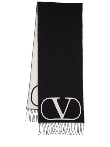 Écharpe En Cachemire Et Laine Intarsia À Logo V - VALENTINO GARAVANI - Modalova