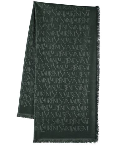 Foulard En Soie Léger Et Laine Jacquard - SAINT LAURENT - Modalova