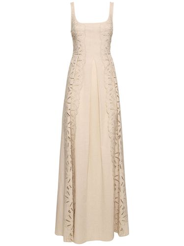 Robe Longue En Lin Mélangé Brodé - ALBERTA FERRETTI - Modalova