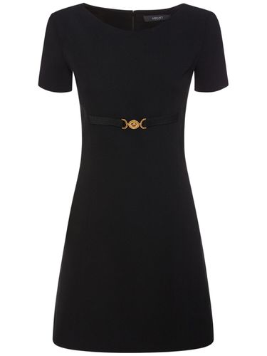 Robe Courte En Cady Stretch À Manches Courtes - VERSACE - Modalova