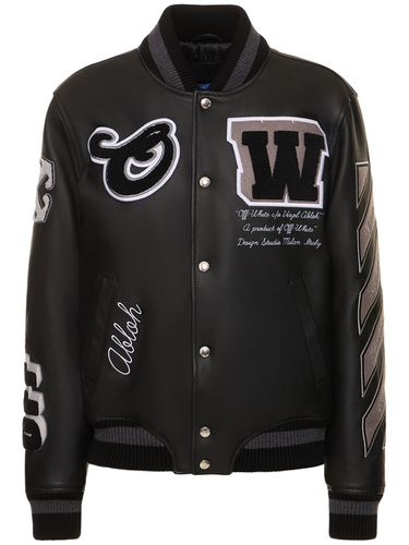 Veste Varsity En Cuir Avec Patch Logo - OFF-WHITE - Modalova